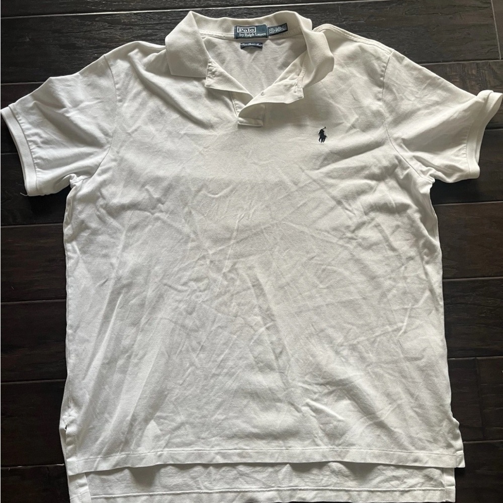 Polo Ralph Lauren Mens XXL Custom Fit Pima Stretch Mesh Polo White Short Slv